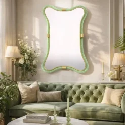Miroir en verre de Murano italien contemporain en vert vieilli par Simoeng