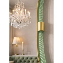 Miroir en verre de Murano italien contemporain en vert vieilli par Simoeng
