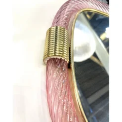 Miroir en verre de Murano rose vénitien de luxe avec accents en torciglione torchon