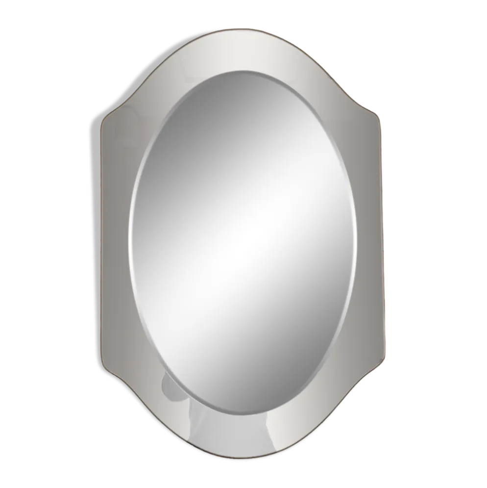 Miroir en verre fumé bicolore, vers 1970