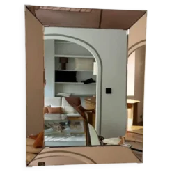 Miroir facetté à encadrement rosé – Italie, années 80