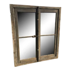 Miroir fenêtre en chêne ancienne 118x140cm
