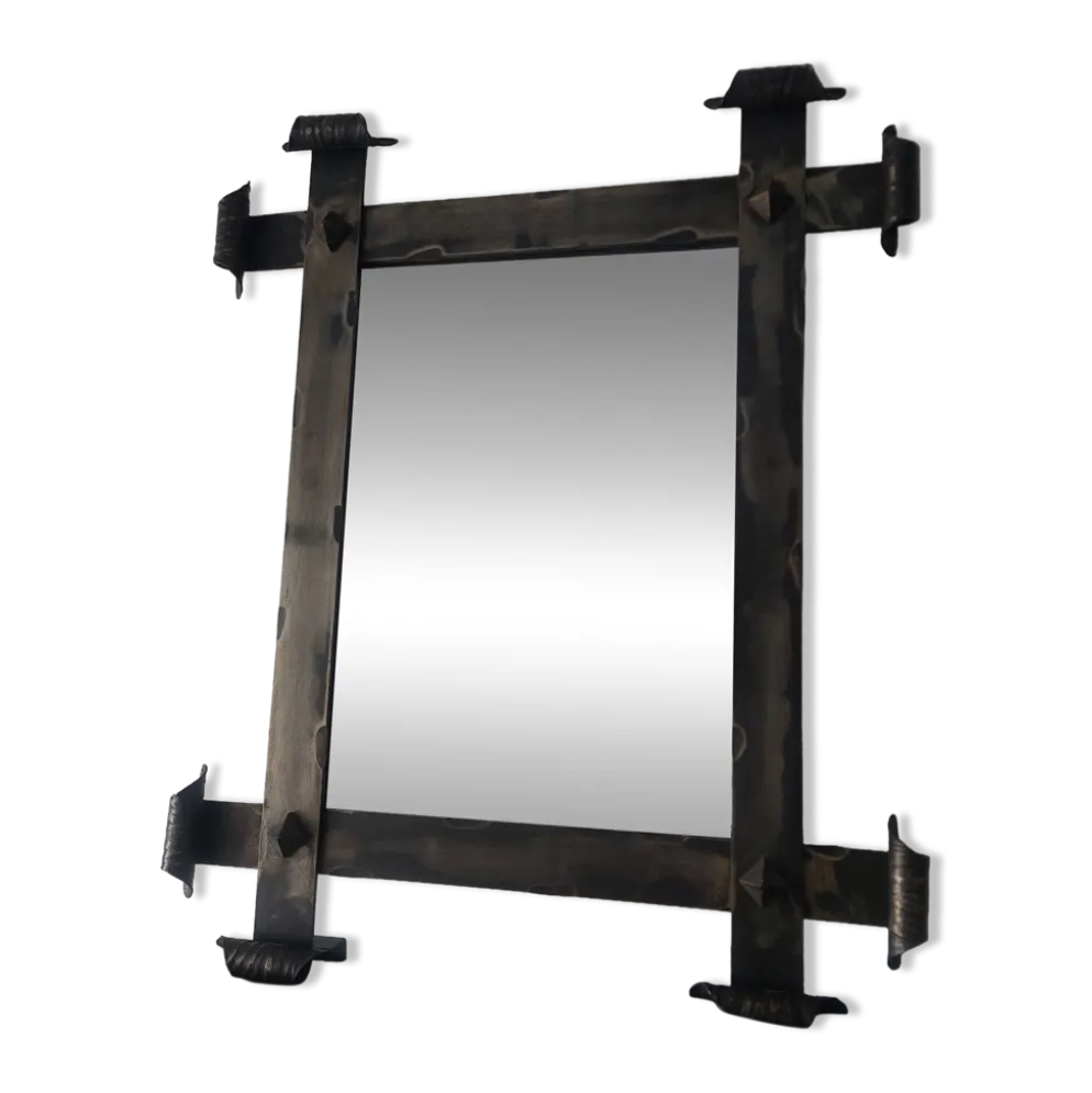 Miroir fer forgé brutaliste