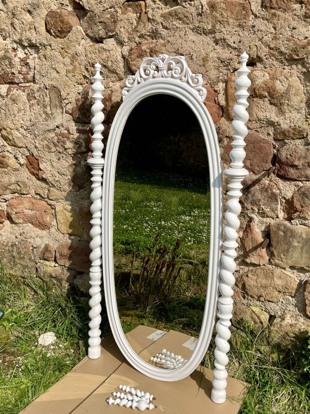 Miroir fin XIXème Portugais en bois style Bilros - Rare