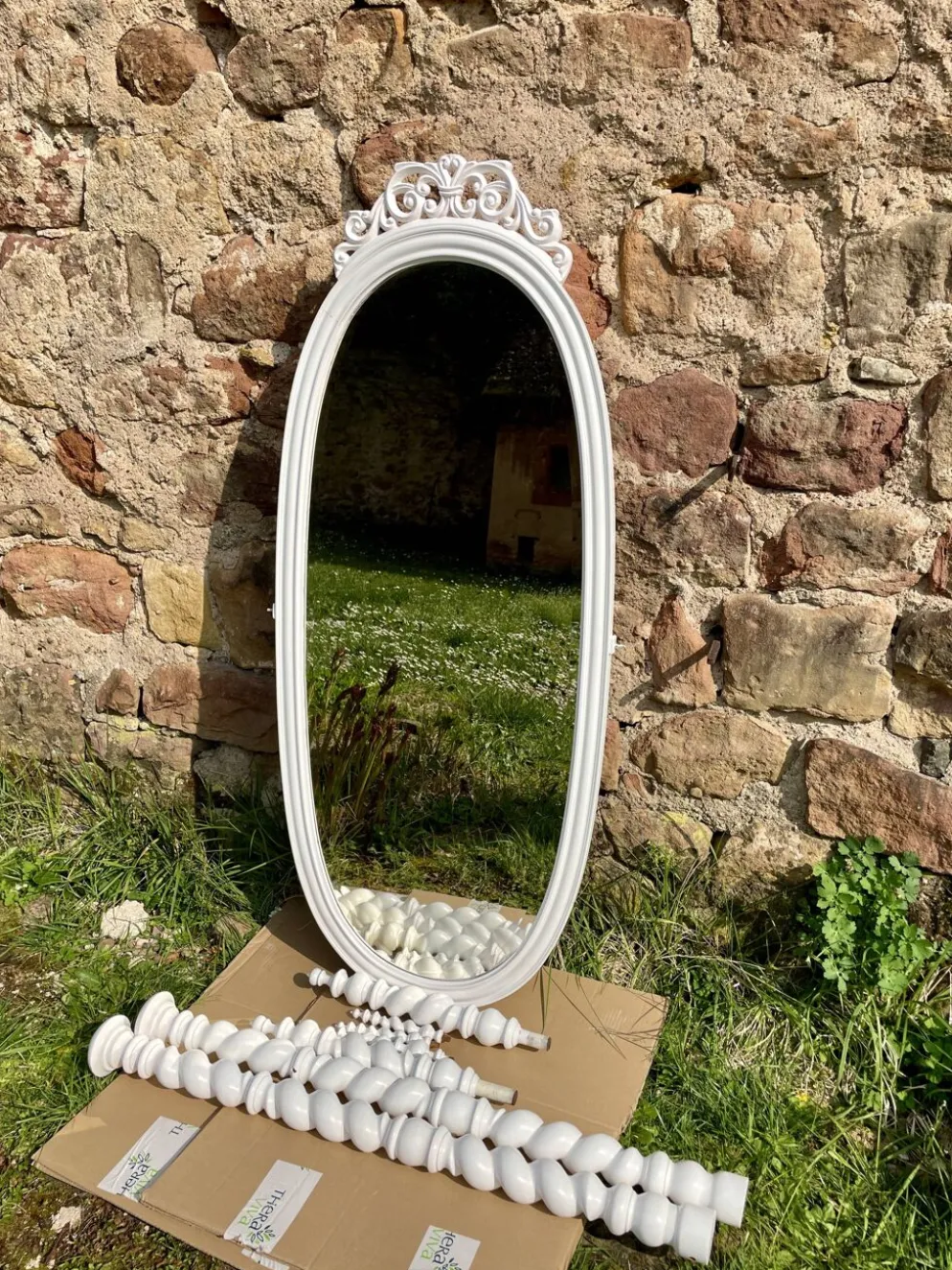 Miroir fin XIXème Portugais en bois style Bilros - Rare
