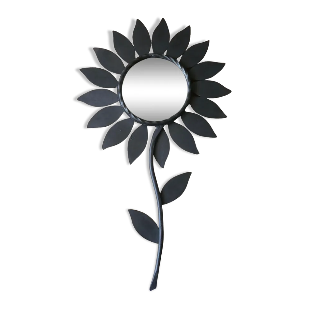 Miroir fleur en métal Chaty Vallauris, H 49,5 cm