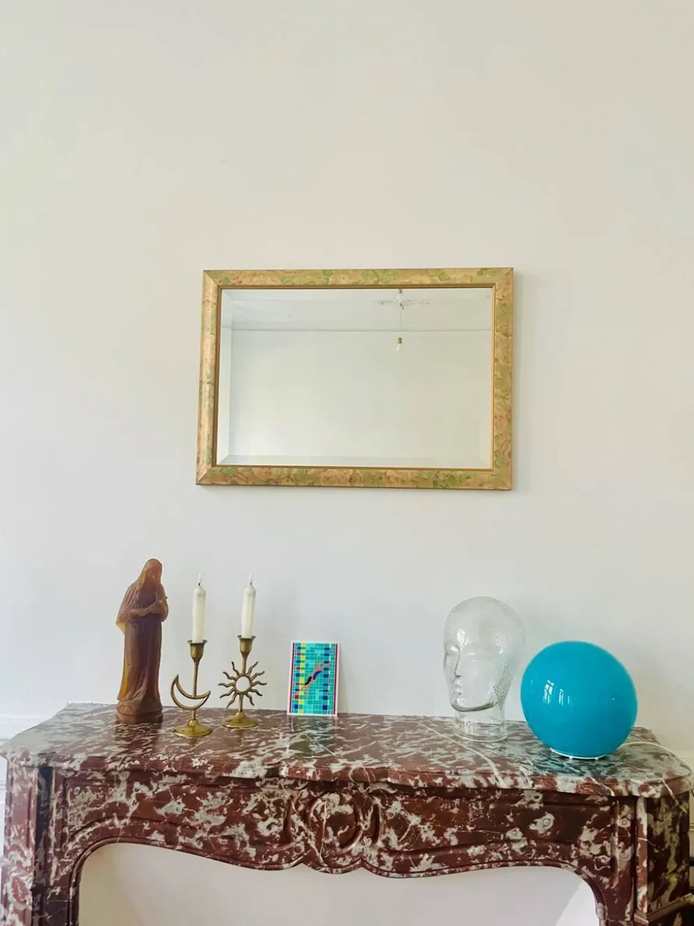 Miroir floral biseauté