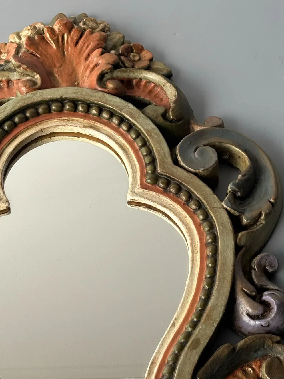 Miroir florentin vintage polychrome – Italie, années 1950