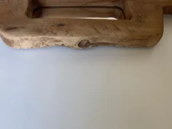 Miroir forme cubiste en bois brut Formentera 1970