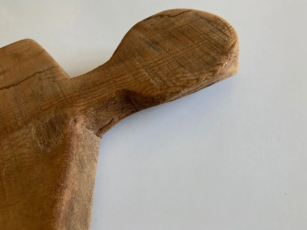 Miroir forme cubiste en bois brut Formentera 1970