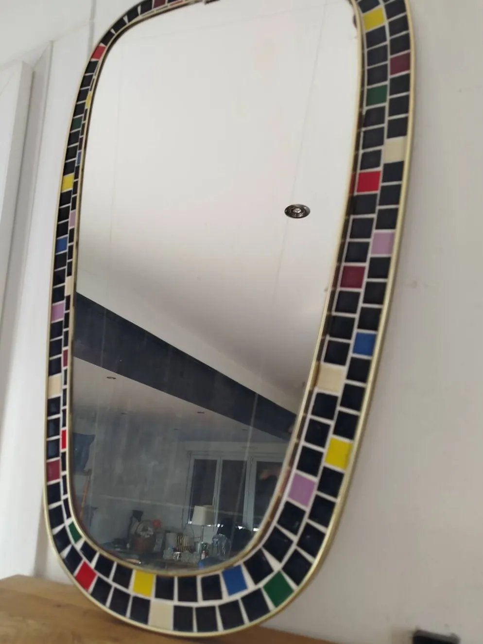 Miroir forme libre en céramique, avril 1968