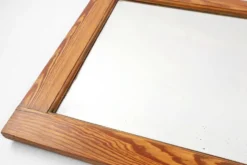 Miroir français avec cadre en bois de pin, années 1900