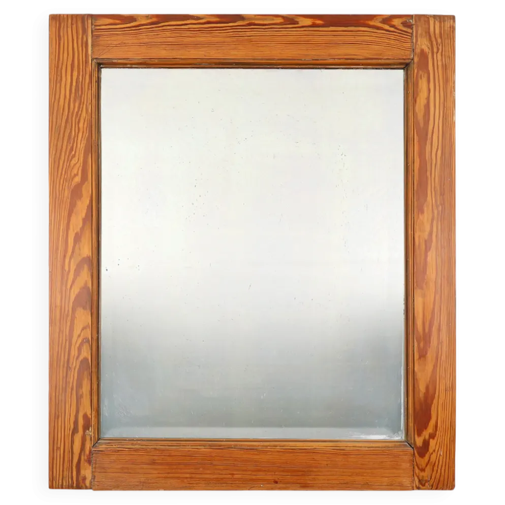 Miroir français avec cadre en bois de pin, années 1900
