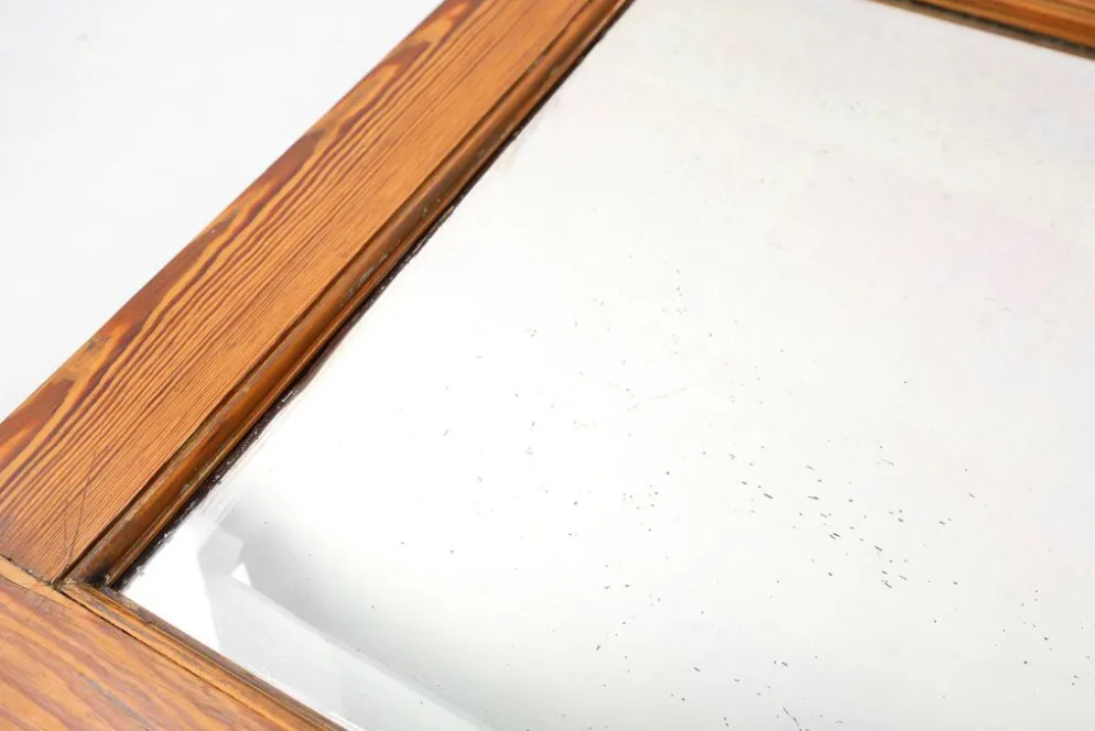 Miroir français avec cadre en bois de pin, années 1900