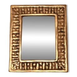 Miroir François Lembo en céramique doré