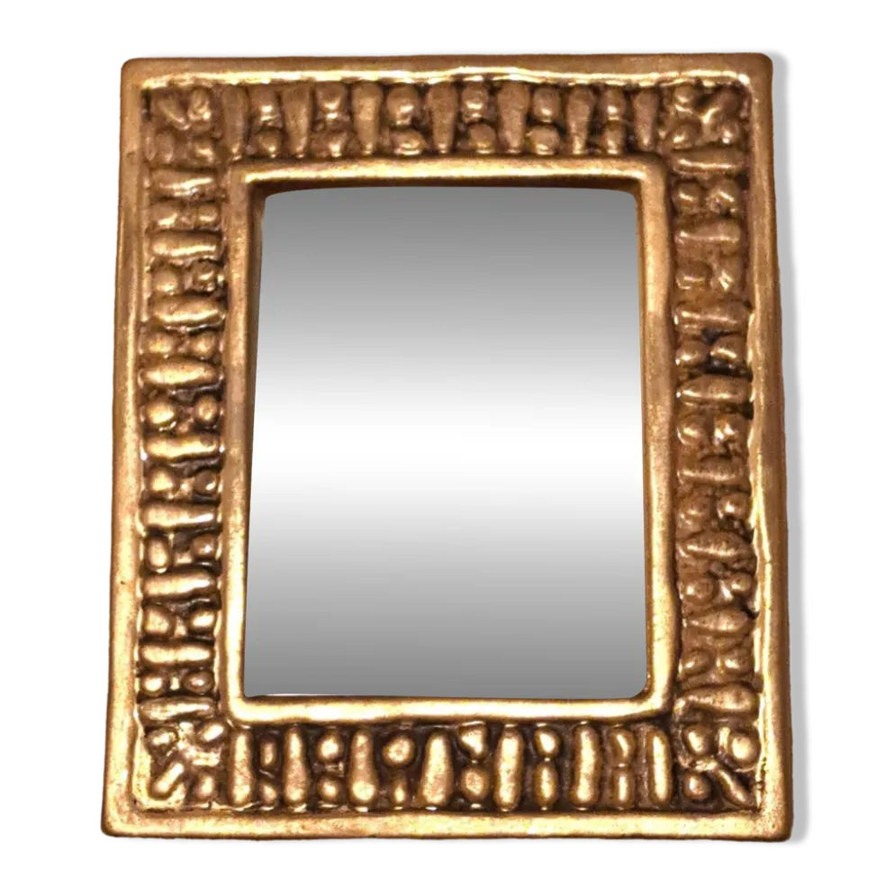 Miroir François Lembo en céramique doré