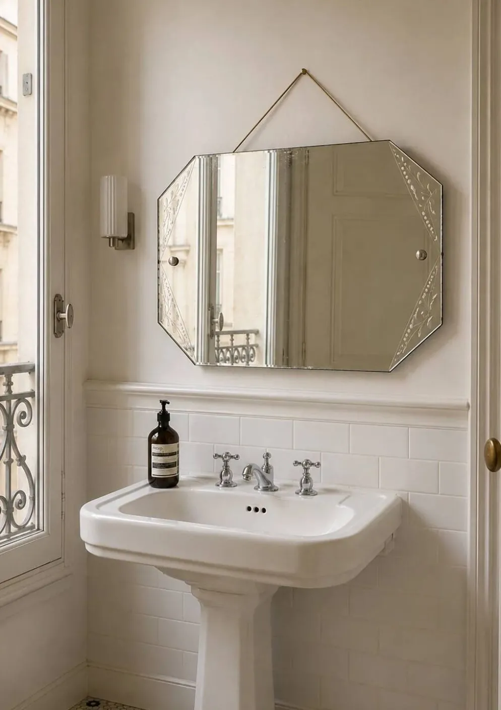 Miroir/glace biseautée détails fleuris