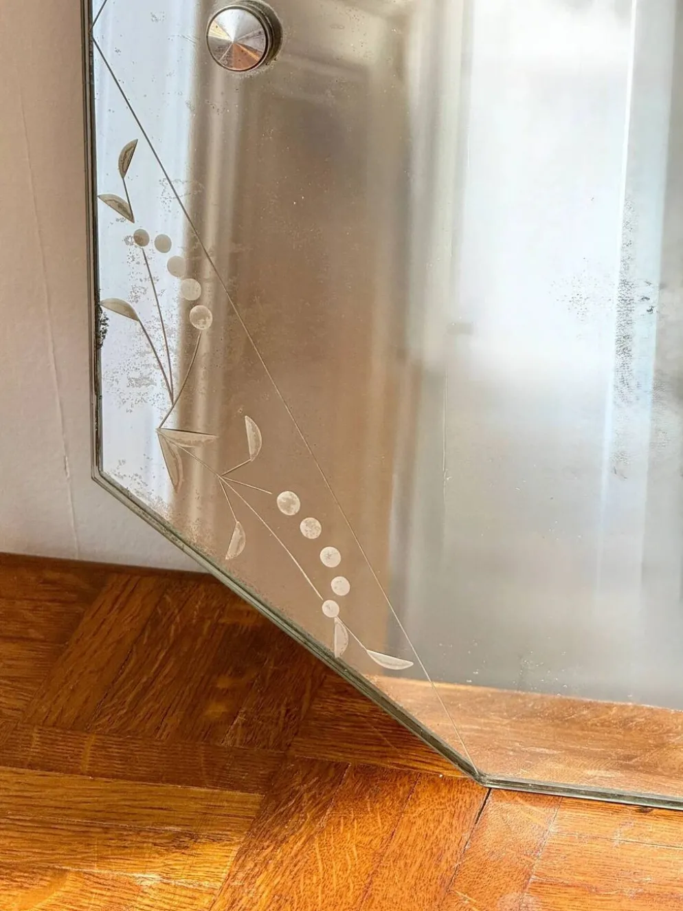 Miroir/glace biseautée détails fleuris