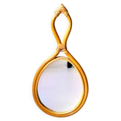 Miroir goutte en rotin 1960