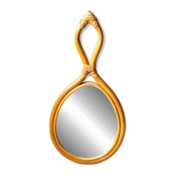 Miroir goutte en rotin 1960
