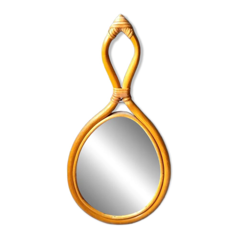 Miroir goutte en rotin 1960