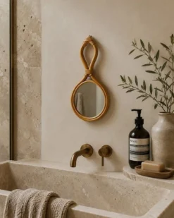 Miroir goutte en rotin 1960