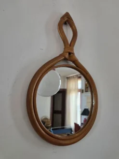 Miroir goutte en rotin, 1960