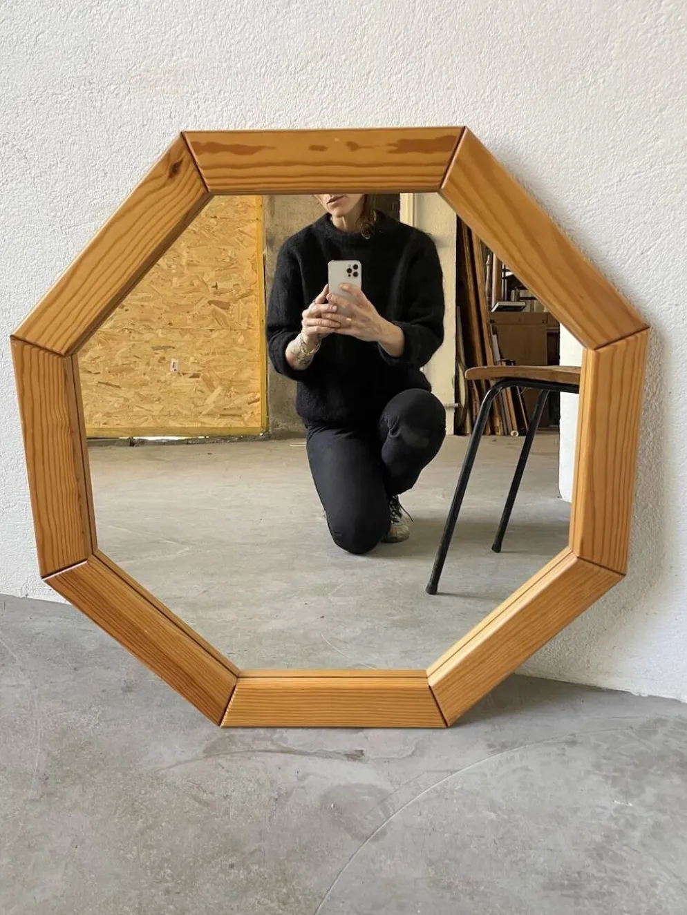 Miroir hexagonal pin années 80