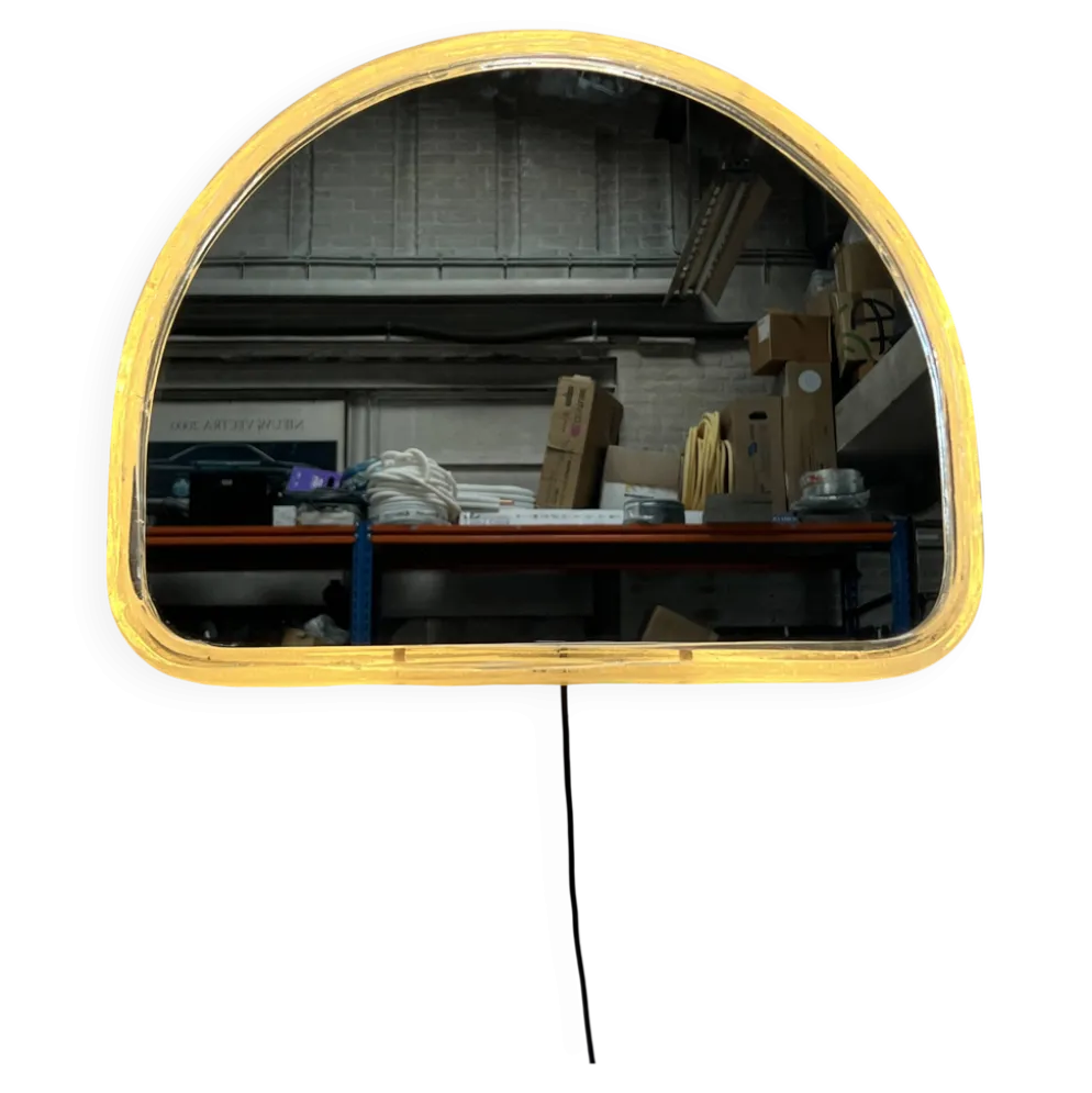 Miroir Hillebrand vintage demi-rond avec éclairage