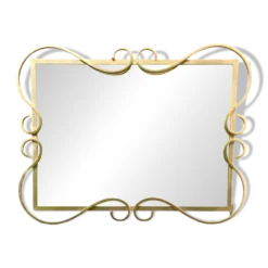 Miroir Hollywood Regency biseauté en aluminium anodisé doré