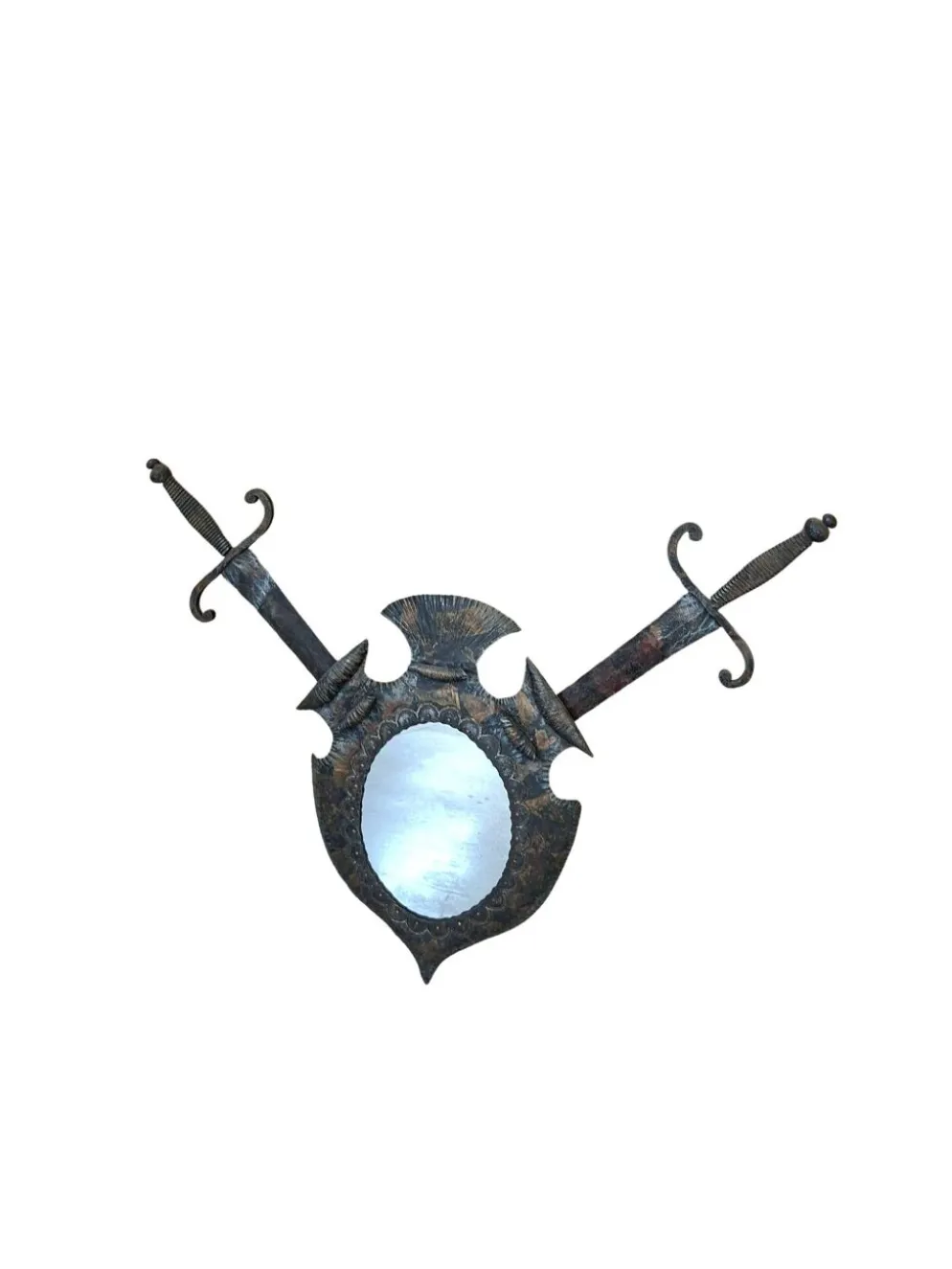 Miroir Héraldique des années 70 en Fer Forgé
