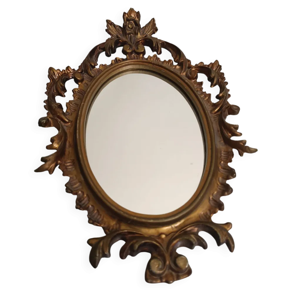 Miroir italien doré rocaille baroque, Italie années 60