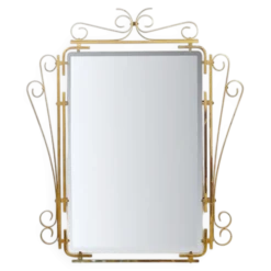 Miroir italien en laiton à volutes, milieu du siècle - 1950s