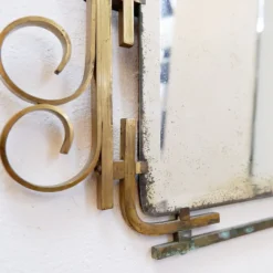 Miroir italien en laiton à volutes, milieu du siècle - 1950s