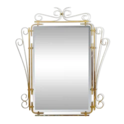 Miroir italien en laiton à volutes, milieu du siècle - 1950s