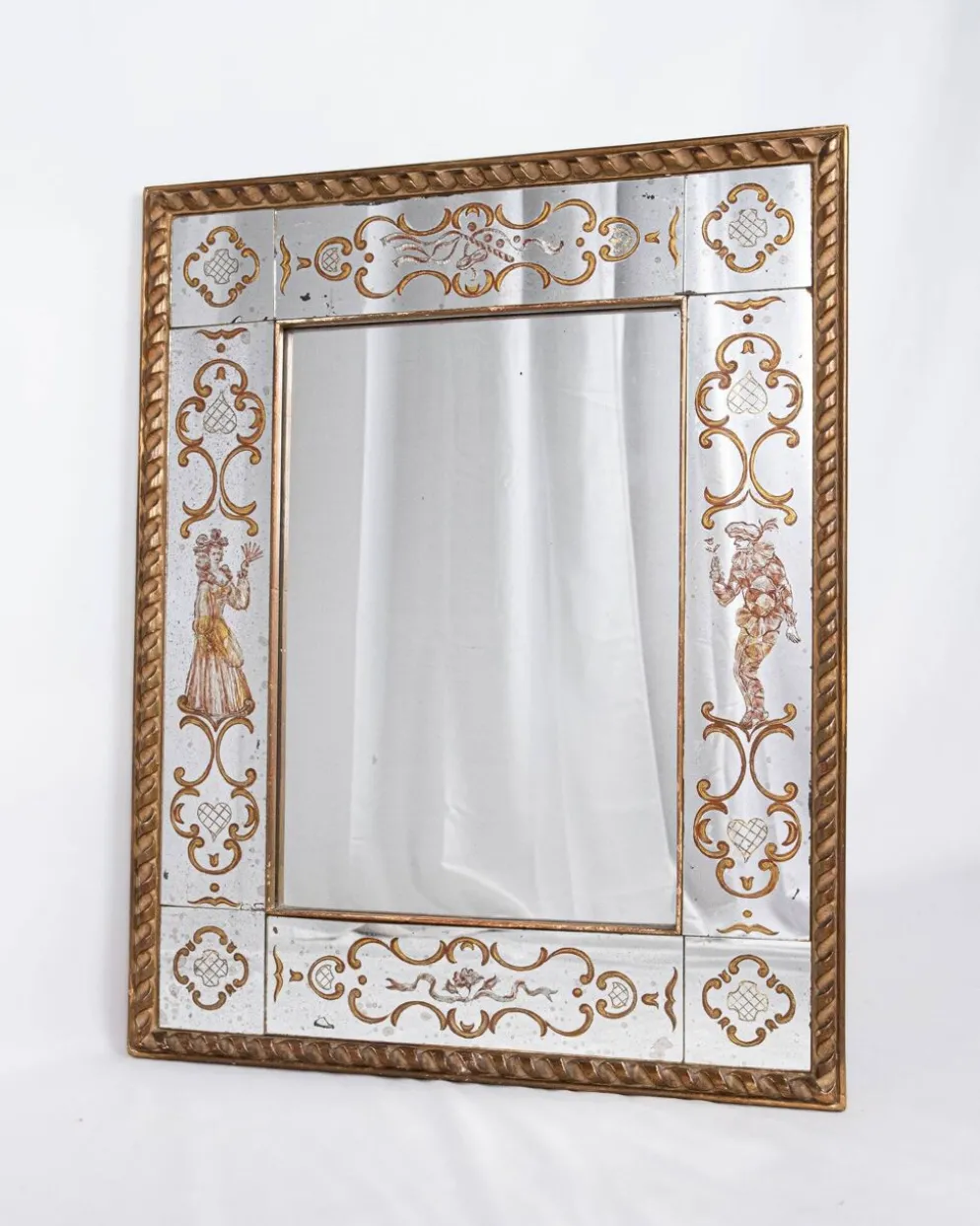 Miroir italien en verre églomisé, à parecloses, début XXe siècle