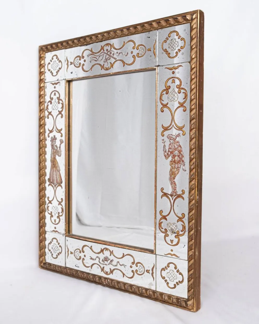 Miroir italien en verre églomisé, à parecloses, début XXe siècle