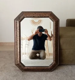 Miroir Italien octogonale biseauté style Hollywood Regency années 70/80