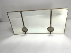 Miroir italien triptyque en laiton, années 1950