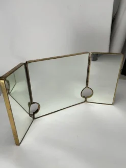 Miroir italien triptyque en laiton, années 1950