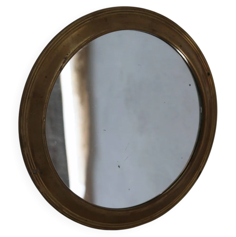 Miroir laiton rond ancien