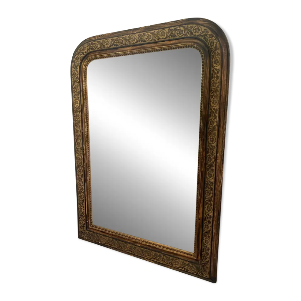 Miroir Louis-Philippe, bois et stuc doré — fin XIXe