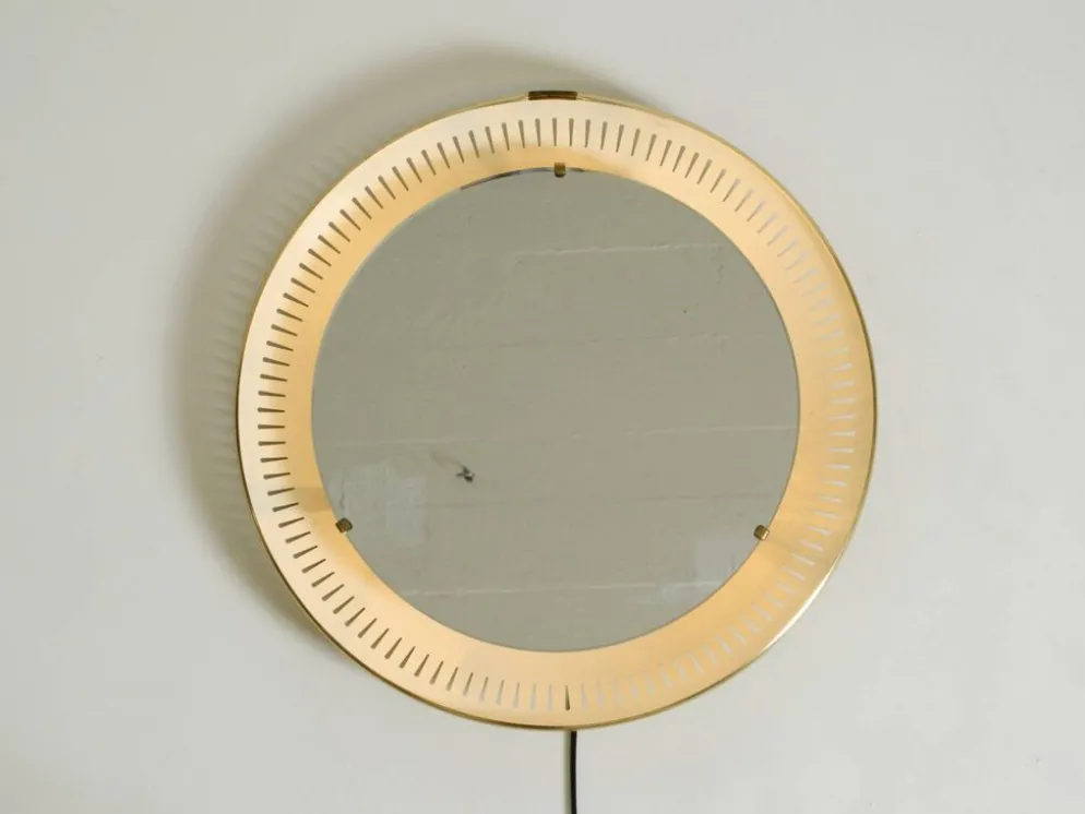 Miroir lumineux en métal Hillebrand, années 1960