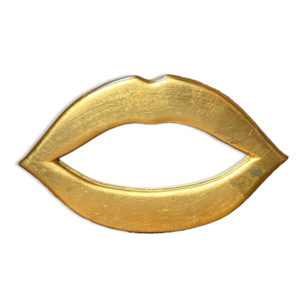 Miroir « lèvres » en plâtre doré à la feuille d’or