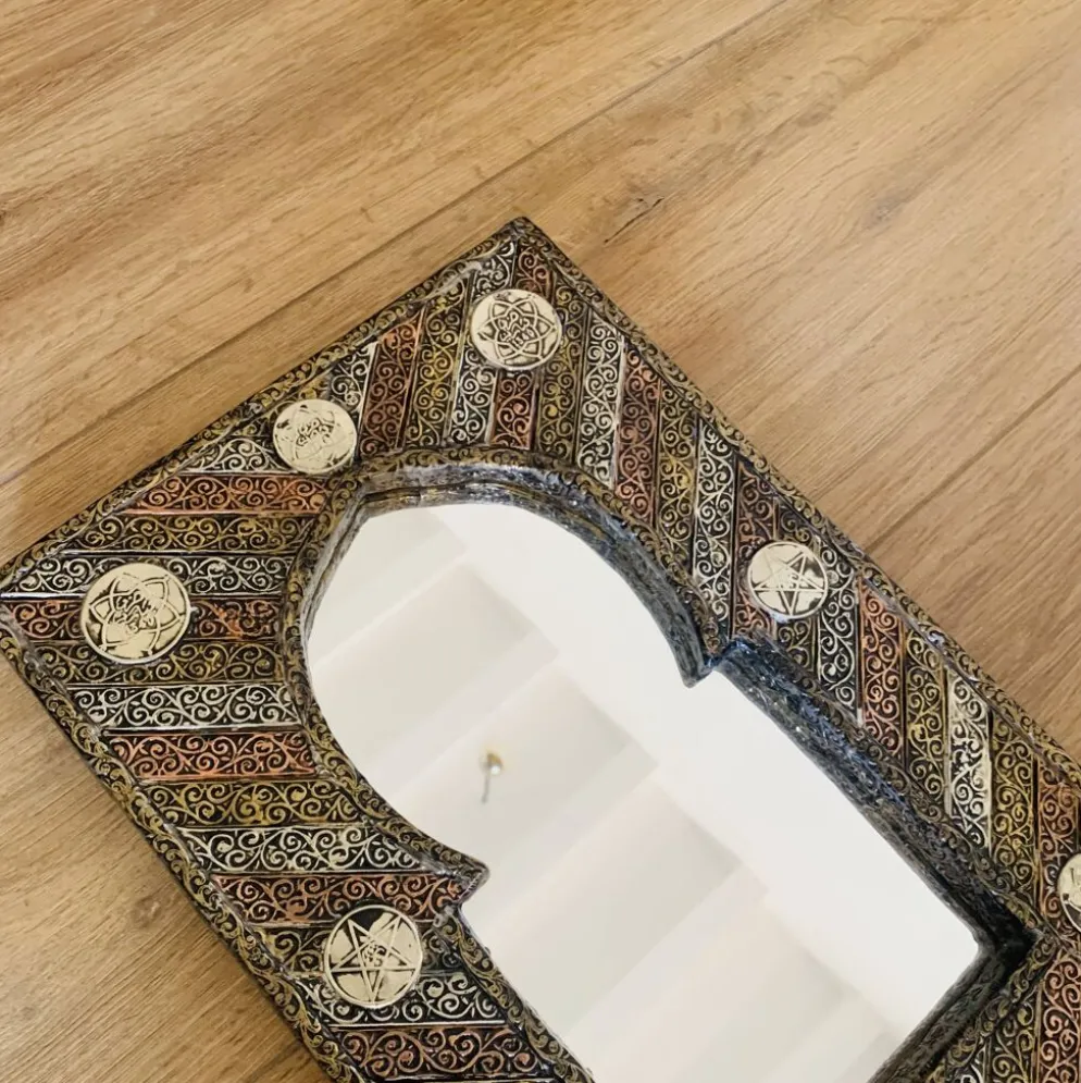 Miroir marocain vintage à décor mauresque