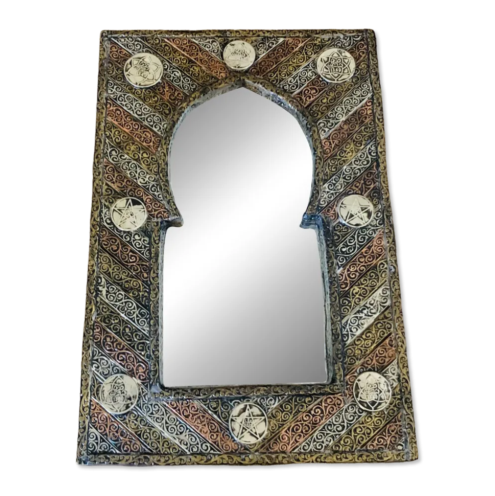 Miroir marocain vintage à décor mauresque