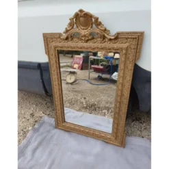 Miroir 19ème bois et stuc doré