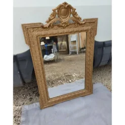 Miroir 19ème bois et stuc doré