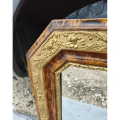 Miroir 19ème faux bois et stuc doré