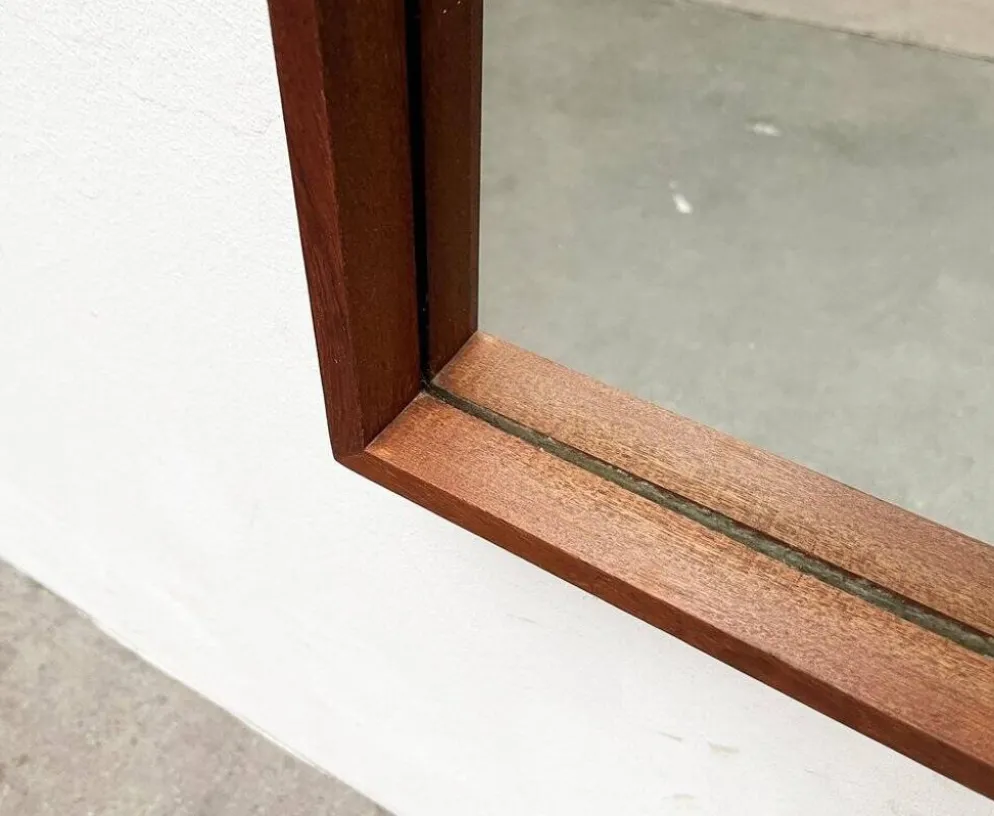 Miroir minimaliste mid-century allemand en teck de Zier-Form, années 1960